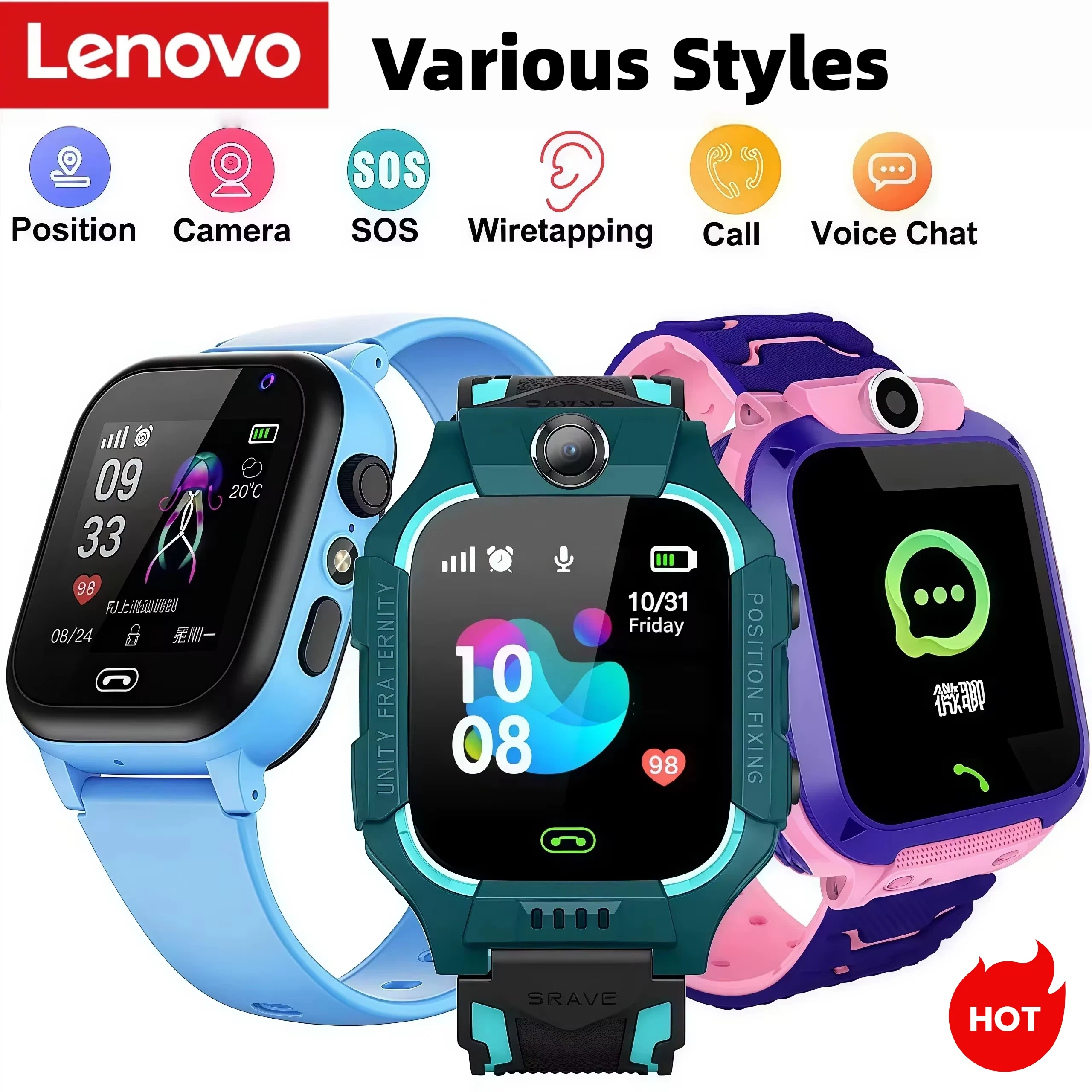Smartwatch Id - Lenovo Kids Smart Watch SOS GPS