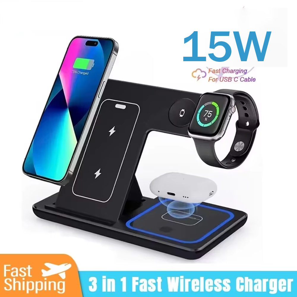 Watch Charger Cable - 15W 3 in 1 Wireless Charger