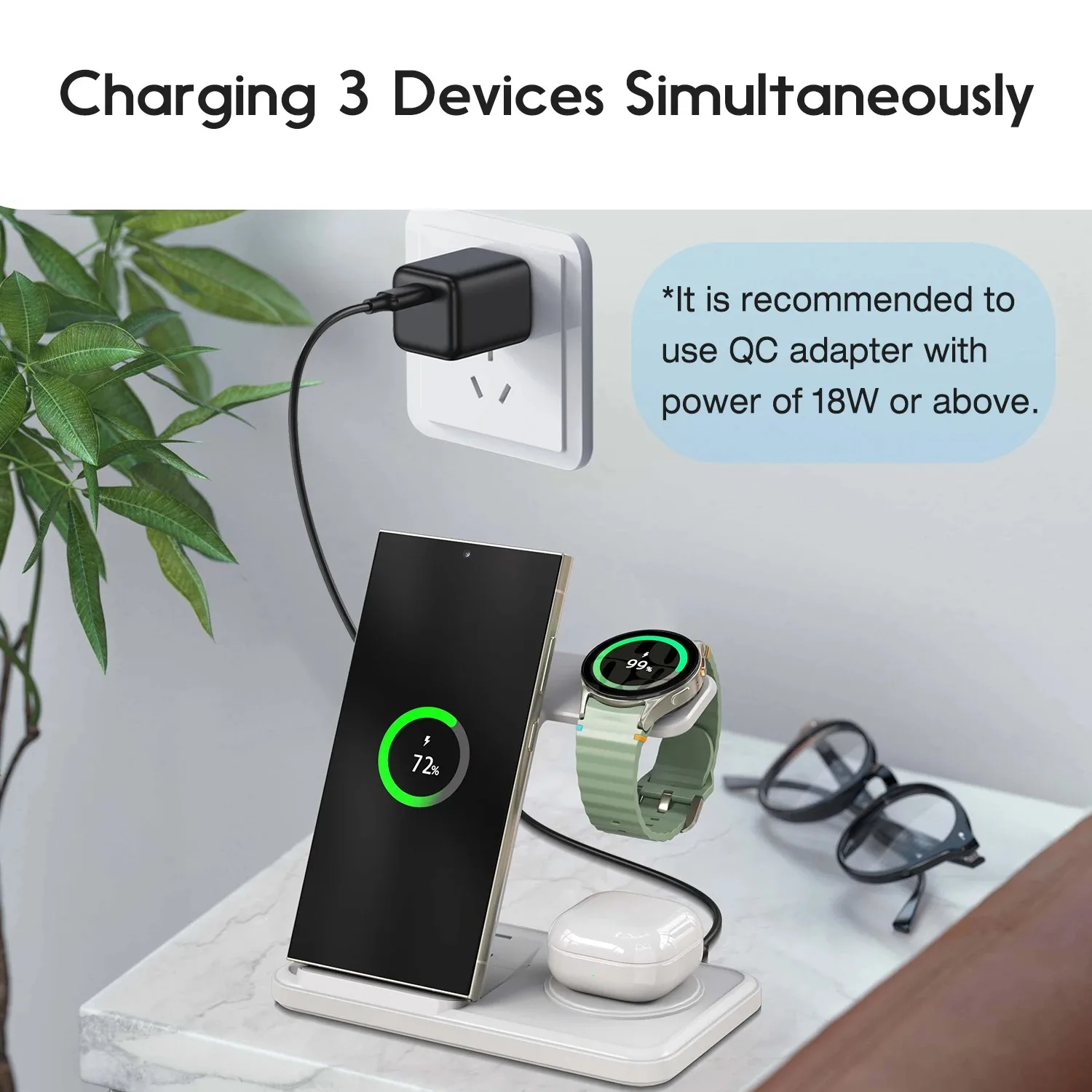 Desktop 3-in-1 Wireless Charge - Watch Charger Cable review and price