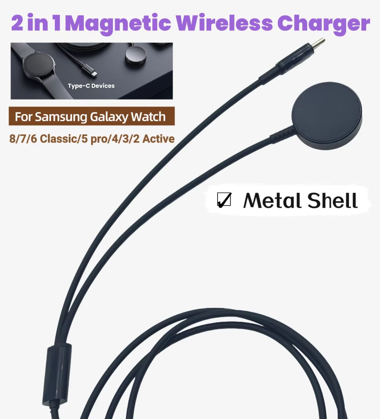 Type-C 2-in-1 Magnetic Wireles - Watch Charger Cable review and price