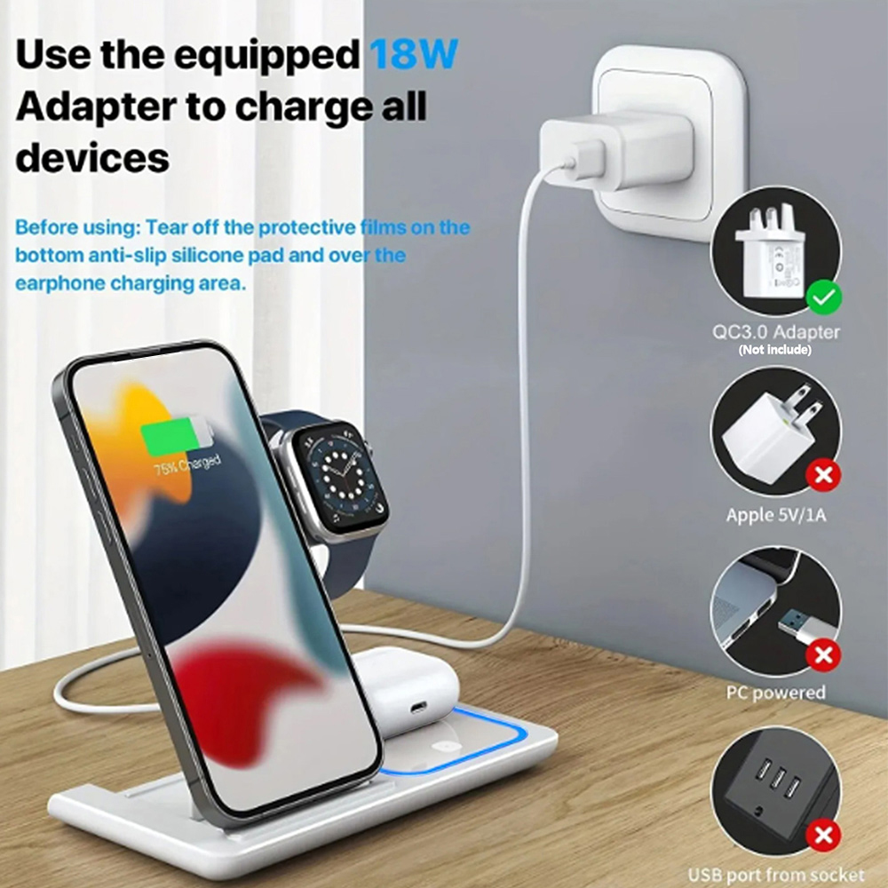 15W 3 in 1 Wireless Charger St - Watch Charger Cable review and price