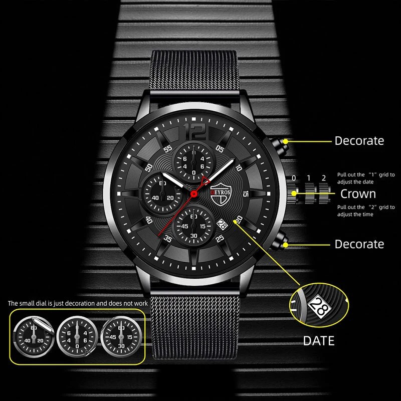 DEYROS Mens Fashion Minimalist - Stainless Mesh Band review and price