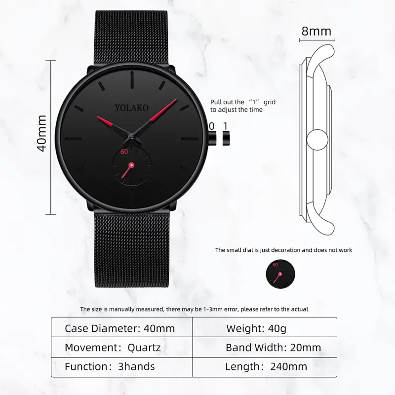 YOLAKO Mens Fashion Minimalist - Stainless Mesh Band review and price