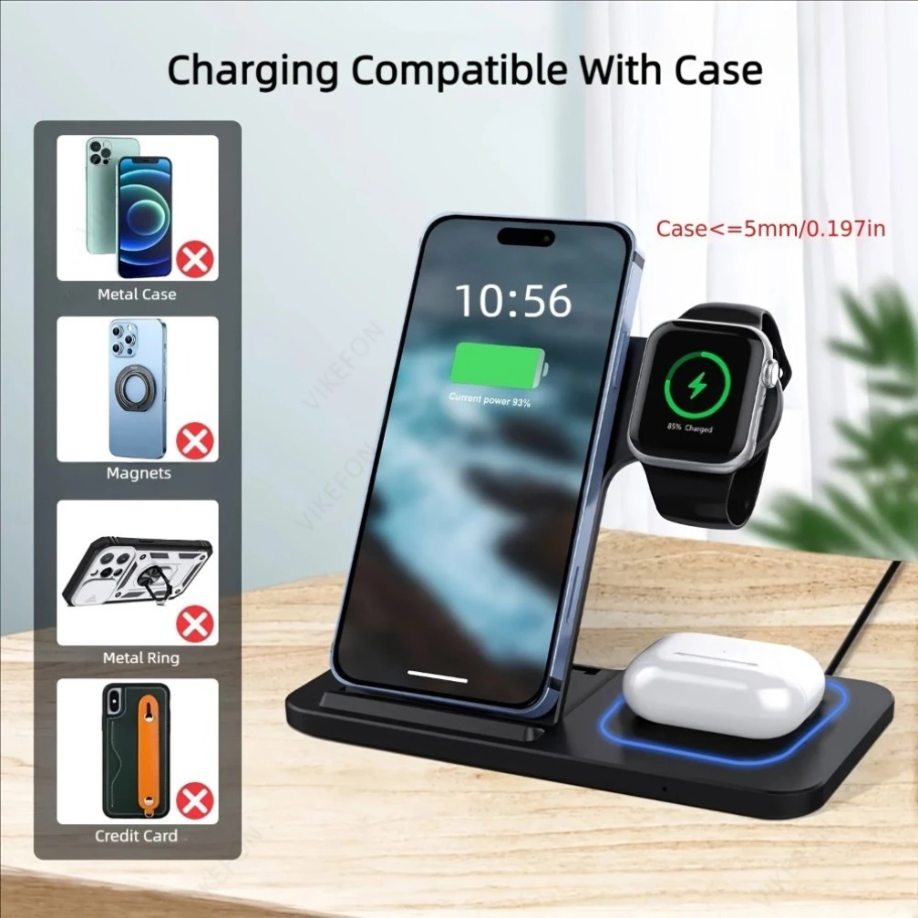 Foldable 3 in 1 Wireless Charg - Watch Charger Cable review and price