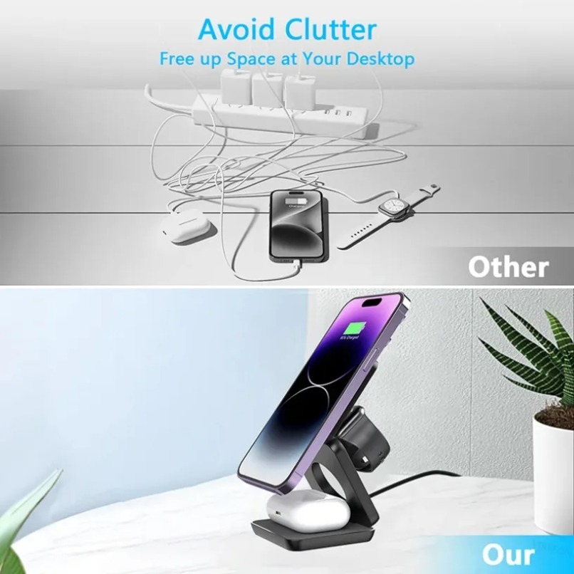 3 in 1 Foldable Magnetic Wirel - Watch Charger Cable review and price