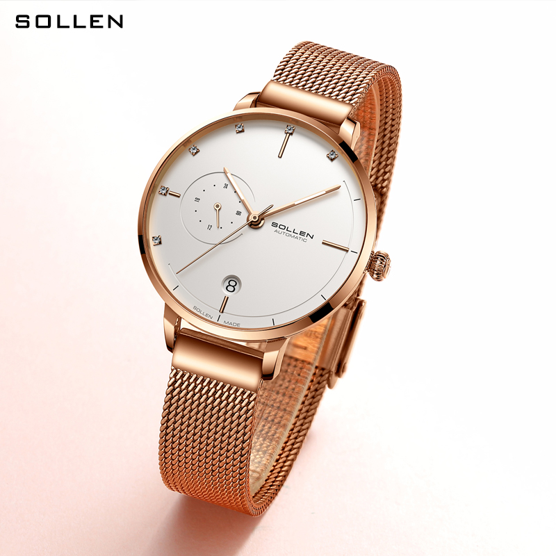 SOLLEN-Automatic Mechanical Wa - Stainless Mesh Band review and price